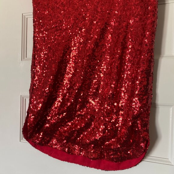 Red Sequin Embellished High-Low Dress - Picture 2 of 7